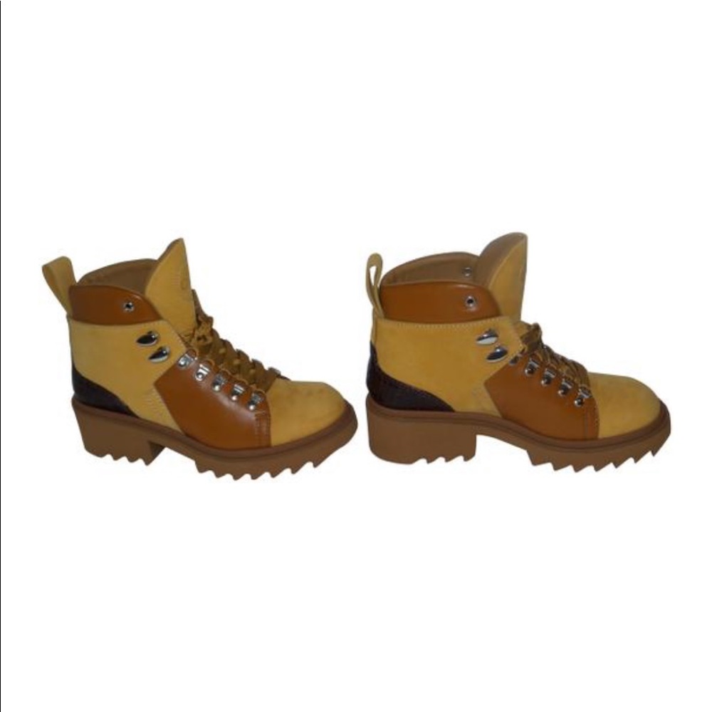 CHLOE 50 mm TAN BROWN HIKING ANKLE BOOTS SIZE 40